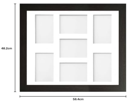 Frame Company Watson Multi Aperture Range Black Photo Picture Frame, 20x16 for 6x4 (x7) *Choice of Sizes* Fitted with Real Glass