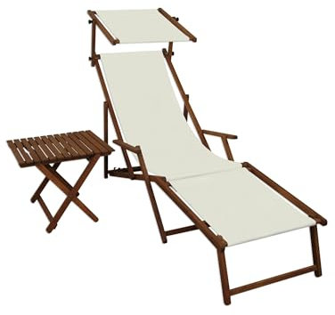 Erst-Holz Sonnenliege weiß Liegestuhl Fußteil Sonnendach Tisch Gartenliege Deckchair Strandstuhl 10-303 F S T
