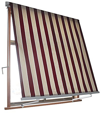 VERDELOOK Tenda da Sole Milos a Caduta avvolgibile con Braccetti 80 cm per ancoraggio, larghezza 3 m e altezza 2,45 m, beige e bordeaux