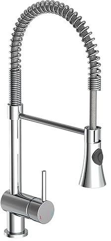 SCHÜTTE 79190 CORNWALL Spiralfeder Niederdruck-Küchenarmatur mit Geschirrbrause, 360 Grad schwenkbarer Wasserhahn für die Küche, Mischbatterie mit Einhebelmischer, Spültischarmatur