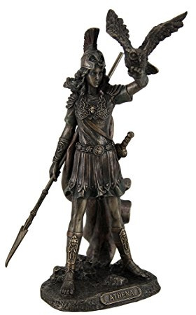 Veronese Design Athena Greek Goddess of Wisdom and War with Owl Collectible Statue - Cold Cast Bronze, Brown