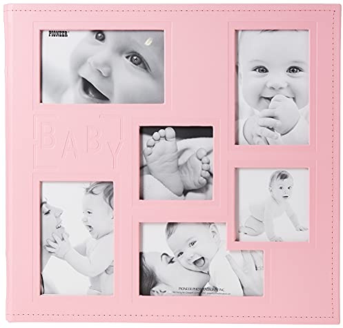 Pioneer MB-10COLB 12X12 Baby Sewn Collage Frame Leatherette Post Bound Scrapbook, Pink