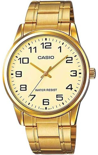 Casio #MTP-V001G-9B Men's Standard Gold Tone Stainless Steel Easy Reader Watch