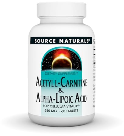 Source Naturals Acetyl L-Carnitine & Alpha-Lipoic Acid, for Cellular Vitality*, 650mg - 60 Tablets
