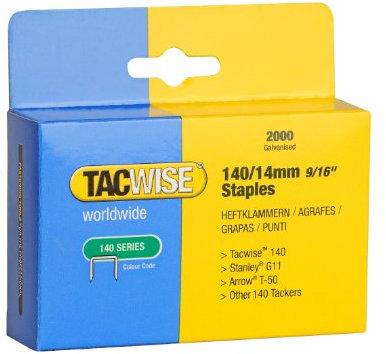 Tacwise 0349 Type 140/14mm Heavy Duty Galvanised Staples, Pack of 2000, Silver