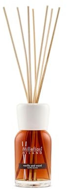 Millefiori 7MDDV Vanilla und Wood Raumduft Diffuser 100 ml Natural inklusive hochwertiger Balsaholzstäbchen, Plastik, Braun, 6.8 x 25.8 x 6.6 cm