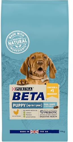Beta Nourriture sèche pour chiots au poulet, paquet de 1 x 14 kg (l'emballage peut varier)