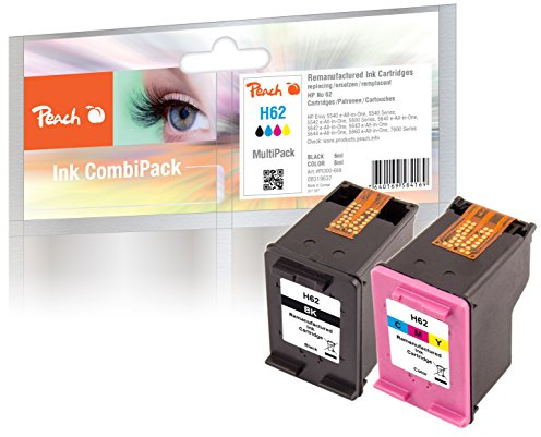 Peach H62 Spar Pack Druckköpfe (BK, C) ersetzt HP No. 62, N9J71AE für z.B. HP Envy 5640 e-All-in-One, HP OfficeJet 5744, HP Envy 7640 e-All-in-One, HP Envy 5644 e-All-in-One, HP Envy 5540