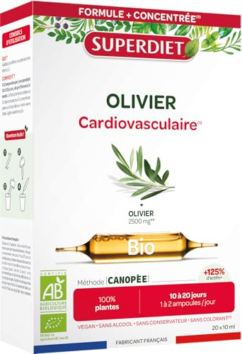 SUPERDIET - OLIVIER BIO - Cardiovasculaire - Phytothérapie – Fabrication française - 20 ampoules de 10 ml