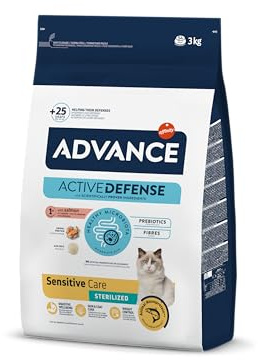 Advance Cat Sensitive Sterilized - Croquettes pour Chats Adultes Stérilisés avec des Sensibilités Digestives au Saumon - 3kg