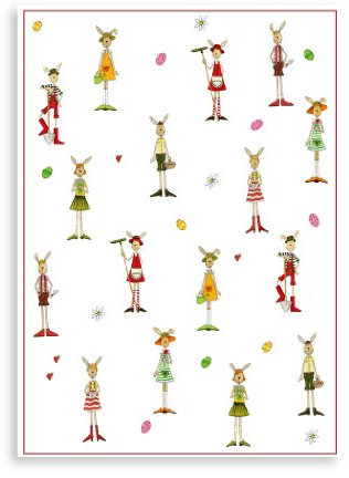 KRACHT, Halbleinen Geschirrtuch, Druckmotiv Ostern Langohr, Format 50/70cm