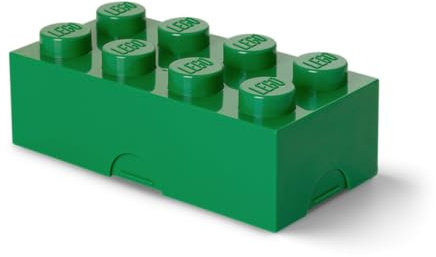 LEGO Lunch Box with 8 Knobs – Food-Grade, Dishwasher Safe, Versatile Storage Container, Pencil Case, Snack Box, 950ml, for Kids & Adults Green