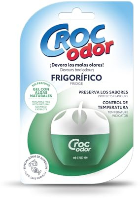Croc'Odor Absorbe Olores Nevera Doble Acción - Desodorante Frigorífico en Gel con Algas Naturales - Elimina Olores y Previene Contaminación de Sabores - Para Neveras hasta 150L (1 Unidad)