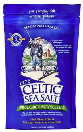 Fine Ground Celtic Sea Salt 16 Ounce Resealable Bag - Great for Cooking, Baking and Pickling - Gluten-Free, Non-GMO Verified, Kosher, Paleo-Friendly