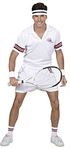 W WIDMANN MILANO Party Fashion - Kostüm Tennisspieler, T-Shirt, Hose, Schweißband, Karneval, Mottoparty