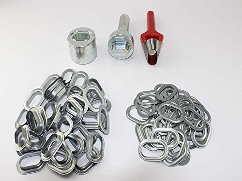 Profi Oval Ösen Set Einschlagstempel 42 x 22 mm + 50 Ovalösen Zink + Locheisen