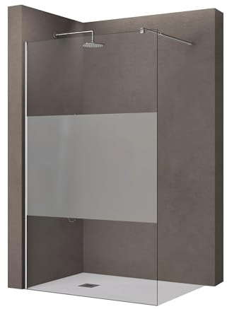 Sogood Paroi de douche à l'italienne 110cm avec bande opaque pare-douche Bremen1MS 110x200 verre de sécurité stabilisateur rectangulaire