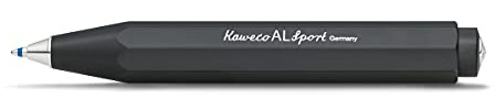 Kaweco AL SPORT Kugelschreiber Black I Business Kuli aus hochwertigem Aluminium in Schwarz I Edler Taschen-Kugelschreiber mit Herzkurvenmechanik I Seidenglänzender Druckkugelschreiber 10,5 cm