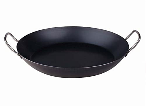 Pentole Agnelli Linea Ferro Tegame in Ferro per Paella con Due Maniglie Inox, Nero, 36 cm