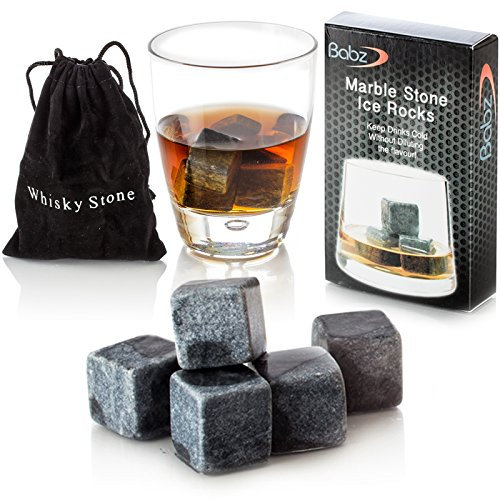 Babz Whiskey Ice Stones Reusable Ice Cubes Granite Stones Drinks Cooler