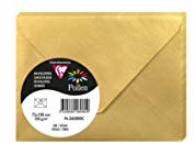 Clairefontaine 26080C - Confezione da 5 Buste gommate - Formato 7,5x10cm - 120g/m² - Colore Oro -Inviti eventi e corrispondenza - Gamma Pollen - Carta Premium Liscia