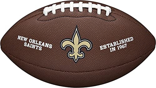 Wilson Pallone da Football NFL Team Backyard Legend, Realizzato In Pelle Lavorata Con Una Camera D'Aria Sicura, Design Robusto, Squadra: New Orleans Saints, Colore: Marrone, Taglia Ufficiale