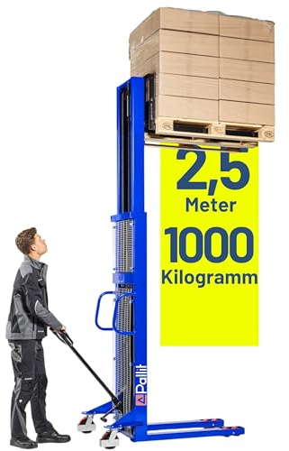 Pallit Hochhubwagen manuell 2500mm Hubhöhe 1000kg Tragkraft Lift-XL PU Rollen Flexibler & Wendiger Manueller Handstapler Hubwagen Hydraulik-Stapler schnellhub
