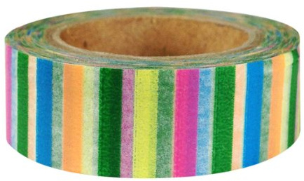 Wrapables Striped Japanese Washi Masking Tape - Clear & Multi-Color Short Stripe