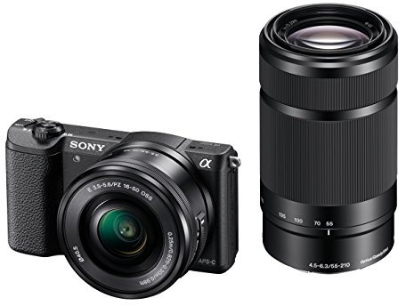 Sony Alpha 5100 Systemkamera mit ultraschnellem Hybrid-AF (180° drehbares 7,62 cm (3 Zoll) LC-Display, 24,3 Megapixel, Exmor APS-C Sensor, Full HD Video) inkl. SEL-P1650 und SEL-55210 schwarz