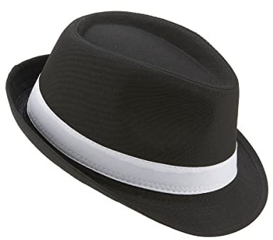 DEGUISE TOI Borsalino-Hut für Erwachsene in Schwarz mit weißen Streifen - Schwarz