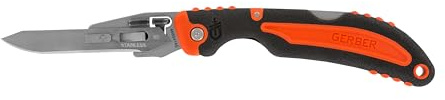 Gerber Gear Vital Pocket Knife, 2.8 Camping and Hunting Plain Edge Folding Knife with Exchange-A-Blade System