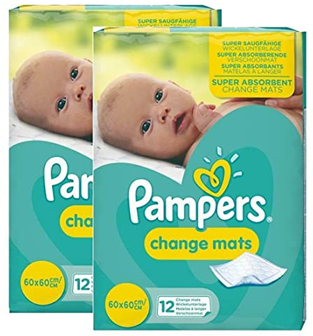 24 matelas à langer Pampers pour bébé (12 x 2).