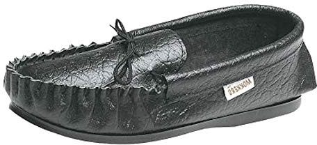 Men's Softie leather Moccasin slippers GORDON Black size 10
