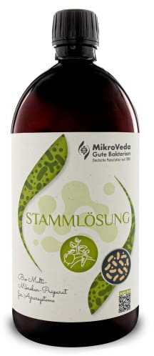 MikroVeda Solución madre orgánica - Microorganismos efectivos - 15 cepas - Farming - Solución primaria - Activador y auxiliar del suelo - Compost - Estanques - Jardín - Agricultura - VEGAN (1 l)