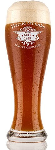 polar-effekt Weizenbierglas 0,5l Bierglas mit Gravur - personalisierte Weizenglas - Geschenkidee zum Vatertag - Weißbierglas Glas mit Name als Geburtstagsgeschenk für Männer - Motiv Wappen