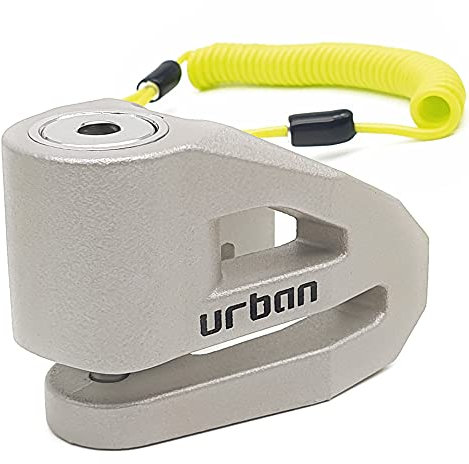 URBAN UR206T Bremsscheibenschloss Motorrad Fahrrad Roller E Scooter Schloss Fahrradschloss mit Erinnerungskabel, Leichtes Design, Titan, 6 mm