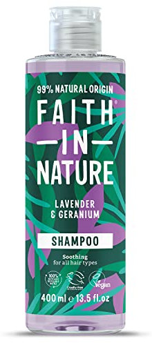 Faith In Nature Natural Lavender & Geranium Shampoo, Balancing for Normal Hair & Scalp, Vegan & Cruelty Free, No SLS, Silcones or Parabens, 400ml