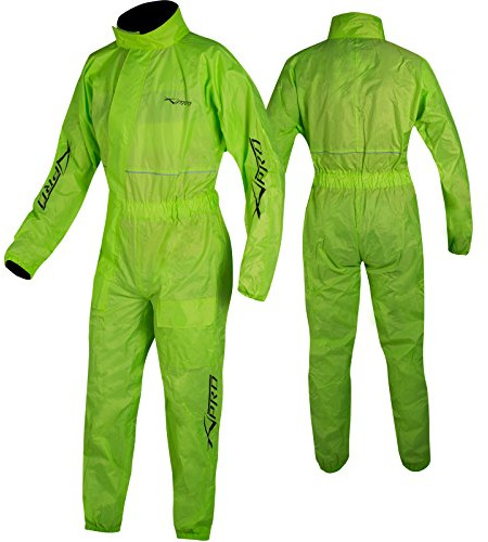 A-Pro Motorcycle Motorbike Waterproof Full Body One 1 pc Rain Over Suit Fluo L