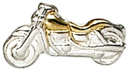 Jobo Herren Einzel-Ohrstecker Motorrad 925 Sterling Silber bicolor vergoldet