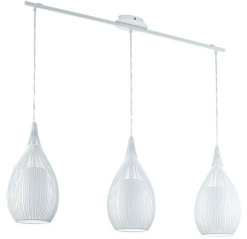 EGLO Pendellampe Razoni, 3 flammige moderne Pendelleuchte, Material: Stahl, Glas: satiniert, Farbe: Weiß, Fassung: E27
