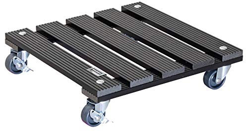 WAGNER Pflanzenroller WPC 29 x 29 x 7,5 cm I Blumenroller für Außenbereich + Innenbereich I Kübelroller FSC® Wood Plastic Composite, anthrazit I 2 Feststeller I Tragkraft 80 kg - 20052001
