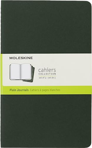 Moleskine Cahier Journal (juego de 3 cuadernos con páginas en blanco, cubierta de cartón y bordado de algodón, bolsillo 9 x 14 cm, 64 páginas), azul vivo