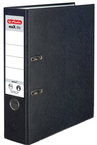 Herlitz 9942699 Ordner maX.file protect A4 8cm schwarz, PP-Kunststoffb./Papier hellgr.besch. 5er Packung