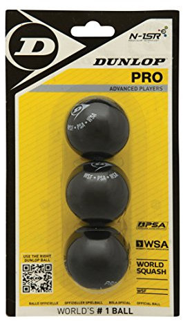 Dunlop Squashbälle Pro doppelGelb, 3 Stück im Blister, Offizieller Turnier-Squashball