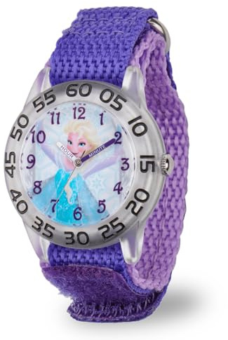 Disney Frozen Elsa Watch for Kids 3-5, White Bezel & Purple Nylon Strap, Frozen Watch for Girls, Perfect Watches Kids, Elsa Toys 3-5 Year Olds, Stylish and Fun Girls