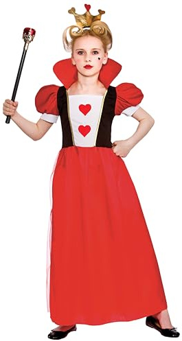 Wicked Costumes Girls Queen of Hearts Fancy Dress Costume – Red Storybook Fairytale Outfit for World Book Day, Book Week, School Plays & Parties - Medium (5-7 Years)