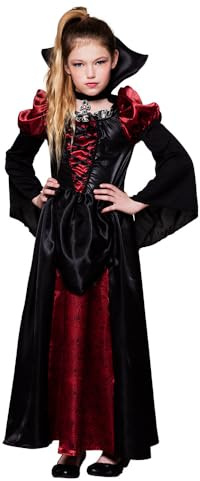 Boland 78107 königin kostym flicka vampyrernas drottning (storlek 7-9 år), unisex, svart/röd
