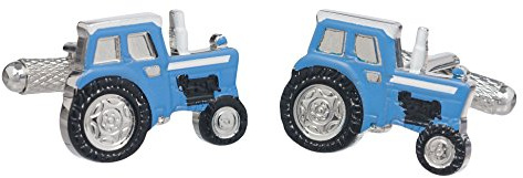 Gemelli per trattori agricoli presentati in scatola regalo onyx Art London - Gemelli da uomo disponibili anche in verde, blu, argento e rosso, Misura unica, Onice, rodio, argento, senza pietra