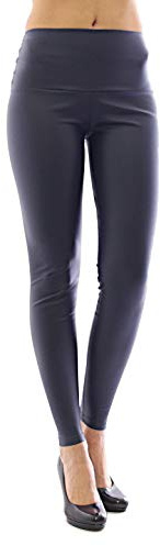 YESET New Leggings Long Simili Cuir Treggings Simili-Cuir Mat Taille Haute - Indigo-Graublau, L