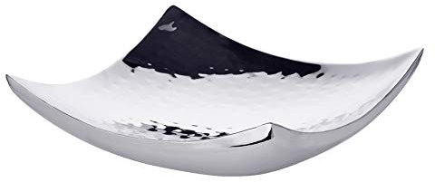 EDZARD Schale Dallas, quadratisch, 19 x 19 cm, gehämmert, Edelstahl hochglanzpoliert - Dekoschale, Obstschale